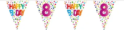 Produktbild von 8. Geburtstag bunte Punkte Wimpelkette 10m