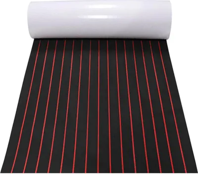 Zdjęcie produktu dla Mata pokładowa – pianka EVA o wyglądzie drewna tekowego – 240 x 90 cm – grubość 6 mm – antypoślizgowa – samoprzylepna – czerwona