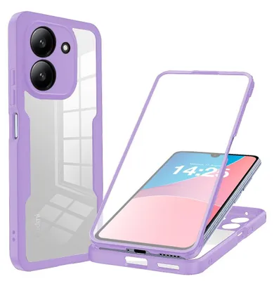 Produktbild von 360 Grad Rundum Schutz Handyhülle für Xiaomi Redmi 13C Full Cover Vollschutz Case Farbe: Violett