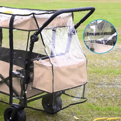 Image de Housse de pluie pour poussettes et landaus - Housse de pluie universelle pour poussette - Housse de pluie avec velcro et élastique Transparent