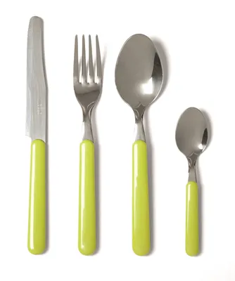 Besteckset 24-teilig Edelstahl Grün 9x9x24 cm