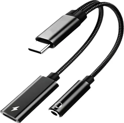 Image de INF Adaptateur Type-C 2 en 1 : Charge Rapide PD 60W et Audio Haute Résolution Le noir