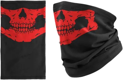 Produktbild von Totenkopfmaske - Biwakmaske - Totenkopfschal - Sturmhaube - Totenkopfschal - Rot - Gesichtsmaske - Motorradmaske - Skimaske - Totenkopf