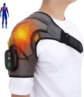 Zdjęcie produktu dla Bezprzewodowa poduszka do masażu z funkcją ogrzewania na ramiona, unisex, czarno-szara