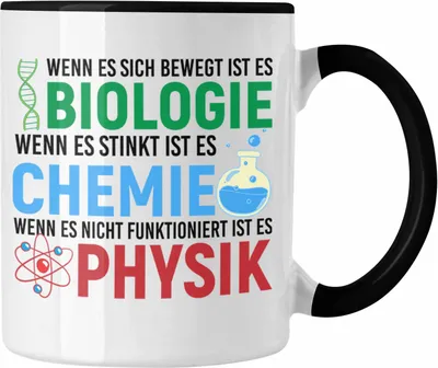 Produktbild von Trendation - Biologie Chemie Physik Tasse Geschenk Nerd Lehrer Geschenkidee Naturwissenschaften Studium Student Geschenkidee (Schwarz)