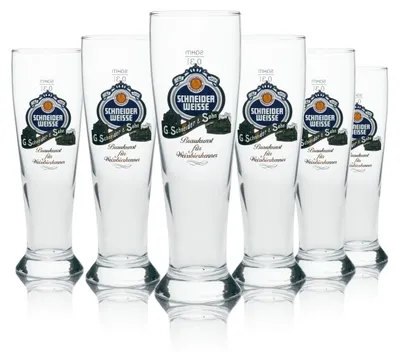 Produktbild von 6x Schneider Weisse Weißbierglas 0,3l Hefe Kristall Weizen Gläser Geeicht Gastro