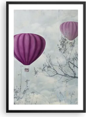 Produktbild von Gerahmtes Poster - Schwarzer Rahmen - Ballon Baum Flug - 50x70 cm - Wand Bild - Wanddeko - Wandbilder - Kunstposter - Wandposter - Bilderrahmen - Bilder - Kunstdruck - Wandbild - P2BPA50x70-3581