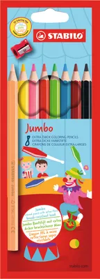 Produktbild von Dicker Buntstift - STABILO Jumbo - 8er Pack - mit 8 verschiedenen Farben - inklusive Spitzer