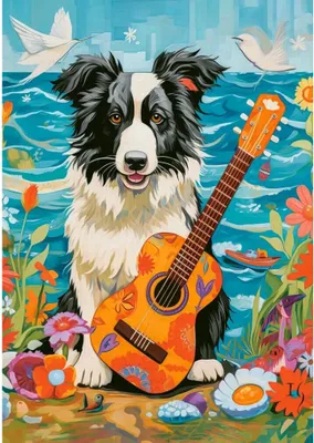 Image de CASTORLAND Puzzle Collie, guitare et mer 500 pièces