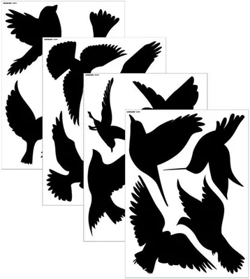 Immagine prodotto di Adesivi per finestre "Vogelbescherming", autoadesivi, neri, set da 16 pezzi, per vetri da 22-30 cm