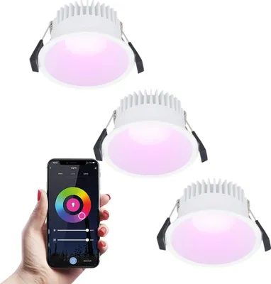 Produktbild von hoftronic smart LED Einbaustrahler 10W 630lm RGBWW IP44 Weiß 3er Set
