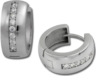Image de SilberDream Créoles pour femmes 925 argent blanc zirconium boucles d'oreilles 15mm SDO349S