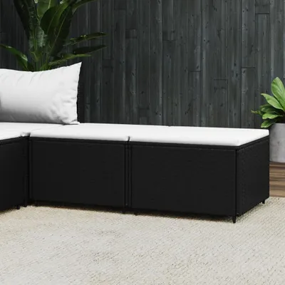 Produktbild von The Living Store Gartenhocker mit Kissen 2 Stk. Schwarz Poly Rattan
