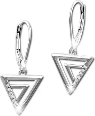 Produktbild von SilberDream Damen Ohrringe Dreiecke Zirkonia weiß Ohrhänger 925 Silber D2SDO4315W