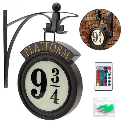 Produktbild von Vintage-Nachtlicht „Bahnsteig 9 3/4“, hängendes Nachtlicht „9 3/4“, Heimdekorations-Leuchtschild, Geschenk für Fans (RGB-Fernbedienung)