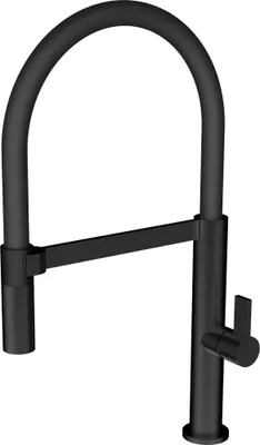 Produktbild von Küchenarmatur CA1112BK mit flexiblem Gummischlauch und Halterung, schwenkbar und druckfest, schwarz matt
