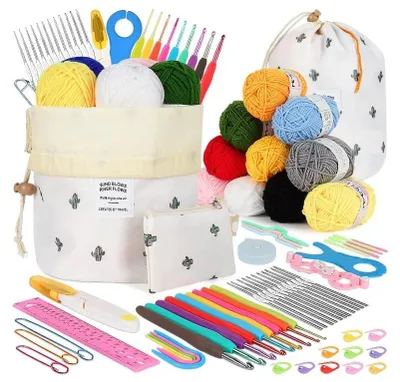 Produktbild von DIY Häkelset - Häkelnadel-Set - 64-teilig - Für Anfänger - Mit Aufbewahrungstasche - Zubehör