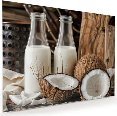 Produktbild von Glasbild 120x90cm in XXL für Wohnzimmer, Schlafzimmer Motiv Kokosnusslmahlzeit