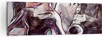 Produktbild von Bild auf Leinwand - Leinwandbild - Jazz Musik Musiker - 160x50cm - Wand Bild - Wanddeko - Leinwanddruck - Bilder - Kunstdruck - Wanddekoration - Leinwand bilder - Wandkunst - AB160x50-3572