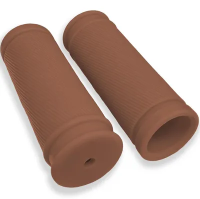 Immagine prodotto di Manopole per bicicletta, confezione da 2, resistenti agli urti, antiscivolo, in gomma, 85 mm, colore marrone, adatte per bici da corsa, mountain bike ed e-bike