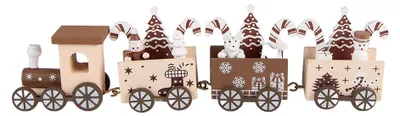 Obrázek produktu pro Clayre & Eef Vánoční dekorativní figurka Vlak 27x4x8 cm Béžové dřevo