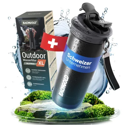 Produktbild von Profi Outdoor Wasserfilter Flasche mit 1500L Filterkapazität I entfernt 99,99% aller Bakterien und filtert Viren, Partikel und Schwermetalle