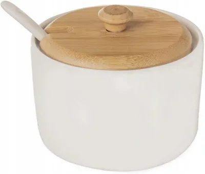 Productafbeelding van Suikerpot van porselein met deksel en lepel, 1 stuk, voor in de keuken