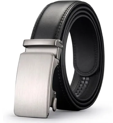 Productafbeelding van Acewin Lederen riem voor heren, automatische gesp, verstelbare werkriem, breedte 35 mm, lengte 105 cm, zwart
