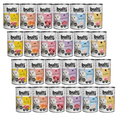 Obrázek produktu pro BULTI | Mokré krmivo pro kočky, směs příchutí – sada konzerv s krmivem pro kočky, 4 x 400 g – směs krmiva pro kočky