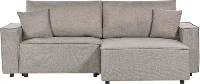 Obrázek produktu pro BELIANI Levá rohová rozkládací pohovka taupe čalouněná Polyester 3místná ve tvaru L s polštáři Funkce spaní Moderní styl Obývací pokoj