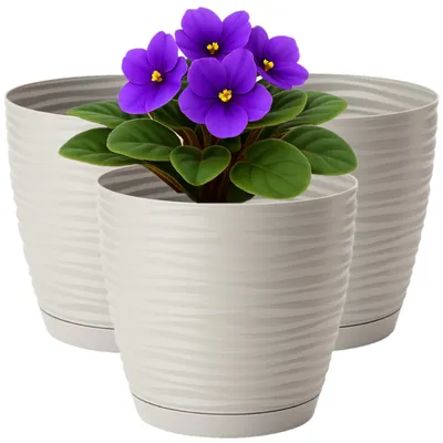 Productafbeelding van Set van 3 moderne bloempotten met 3D-effect, diameter 17 cm