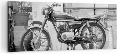 Produktbild von Bild auf Leinwand - Leinwandbild - Einteilig - Alt Motorrad Schwarz und Weiß - 100x40cm - Wand Bild - Wanddeko - Wandbilder - Leinwanddruck - Bilder - Wanddekoration - Leinwand bilder - AB100x40-4487