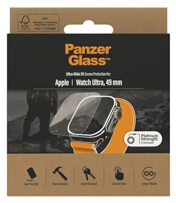 Produktbild von PanzerGlass ® Displayschutz Apple Watch Ultra 2 | Ultra | 49 mm, Apple, Apple - Watch Ultra 49mm, Trockene Anwendung, Kratzresistent, Schockresistent, Transparent, 1 Stück(e)