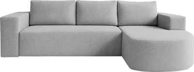 Produktbild von FEDVE Ecksofa Tolga aus Bouclé-Stoff mit Schlaffunktion, Hellgrau