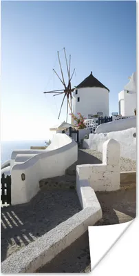 Produktbild von MuchoWow® Poster Windmühle auf Santorin in Griechenland 20x40 cm - Plakat - Foto