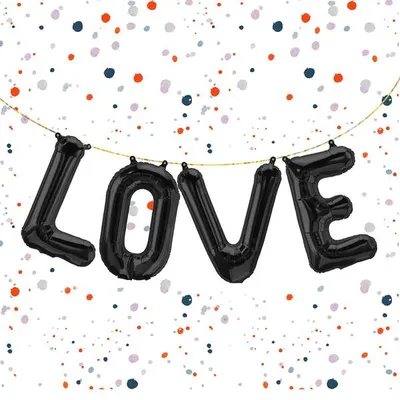Produktbild von Folienballon Schriftzug Love, Schwarz, ca. 40 cm für Luftbefüllung