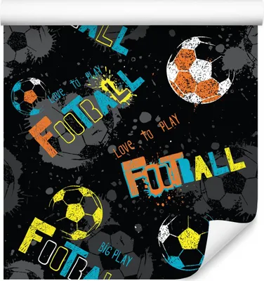 Produktbild von 10m VLIES TAPETE Rolle Sport Fußball Bälle Aufschriften Jugend Muster XXL