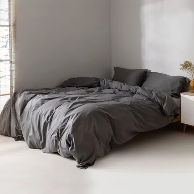 Produktbild von Basic Bettbezug Dunkelgrau 200 x 220 cm 100% Baumwolle Hergestellt in Europa