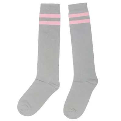 Produktbild von Damen Kniestrümpfe aus Baumwolle Zwei Ringel Grau-Rosa Größe 39-42