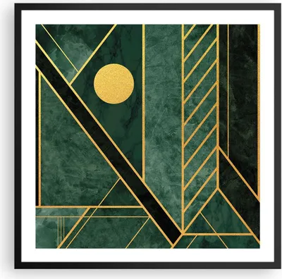 Produktbild von Gerahmtes Poster - Schwarzer Rahmen - Grün Stück geometrisch - 60x60 cm - Wand Bild - Wanddeko - Wandbilder - Kunstposter - Wandposter - Bilderrahmen - Bilder - Kunstdruck - P2BAC60x60-4797