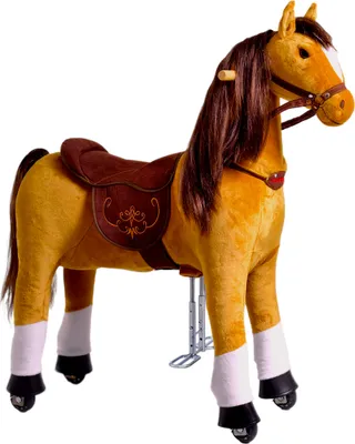 Produktbild von Ponnie Mechanisches Reitpferd für Kinder Fancy M mit Rollen – Fahrbares Pony für Kinder - hellbraun