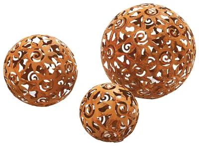 Produktbild von Kobolo Gartenkugel KUMA Rostoptik - 3er Set 1x Dm. 13 cm - 1x Dm. 17cm - 1x Dm. 21 cm | Gartendeko Gartenzeit Sommer Beetdeko vorgarten Rostdeko