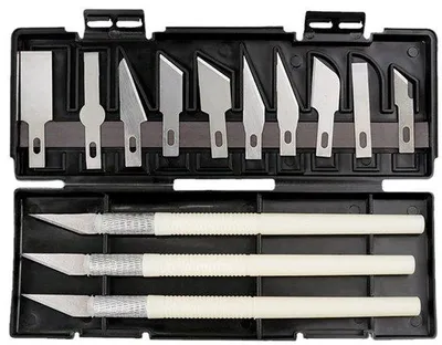 Produktbild von Handschneidmesser - Hobbymesset - 13-teiliges Schneidwerkzeug - Papierschneiderset - Kombinationsmesser - Schutzschirm für Schreibtischmesser