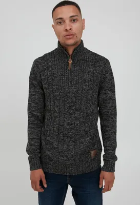 Produktbild von SOLID SDPankraz Herren Strickpullover Troyer Grobstrick Pullover mit Zopfstrickmuster Reißverschluss 100% Baumwolle Regular fit