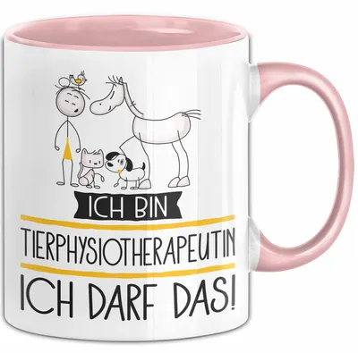 Produktbild von Geschenk für Tierphysiotherapeutin Tasse Lustige Geschenkidee Geburtstag Ich Bin Tierphysiotherapeutin Ich Darf Das (Rosa)
