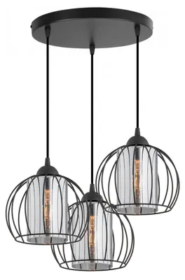 Produktbild von KAR-LIGHTING Runde Pendelleuchte 3-flammig Schwarz, Metall – Hängeleuchte für Esszimmer & Bar, höhenverstellbar, E27