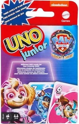 Zdjęcie produktu dla Gra Karciana Uno Junior Psi Patrol: Super Psi Patrol, Mattel Games, 56 Kart, Wiek 3+ Lata, Gra Rodzinna
