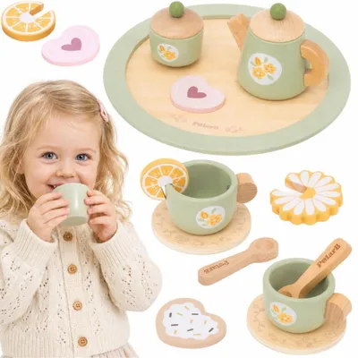 Produktbild von Viga Frühlingstee-Set aus Holz – 15-teilig