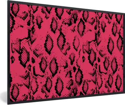 Produktbild von MuchoWow® Gerahmtes Poster Schlangendruck - Rosa - Schwarz 90x60 cm - Poster mit Schwarzem Bilderrahmen Wandposter Rahmen Foto Bilder - Fotorahmen - Foto-Plakat