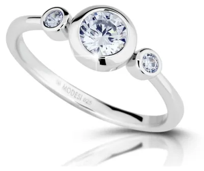 Productafbeelding van Modieuze zilveren ring met zirkonia's, model M02411 - Maat: 50 mm
